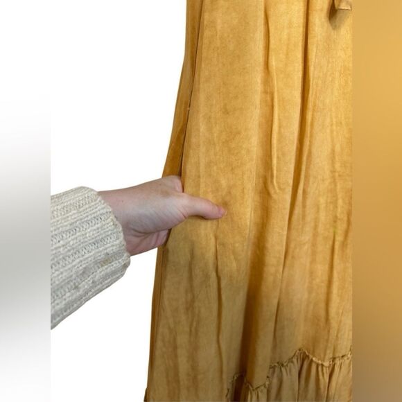 Elan Golden Yellow Tie Front Tiered Maxi Dress - Picture 6 of 9